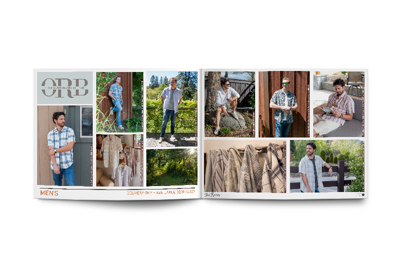 Men's catalog spread open.